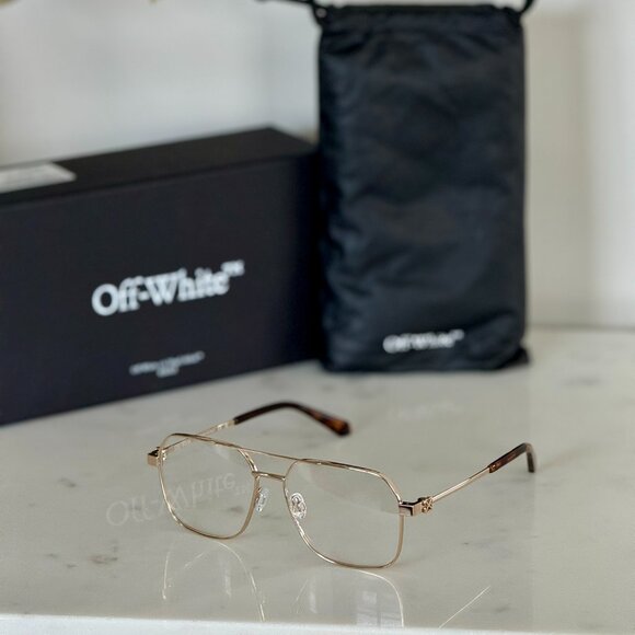 Off-White STYLE 7J Men Eyeglasses Gold Aviator OERJ07J STYLE 7J 7600 - Picture 2 of 15